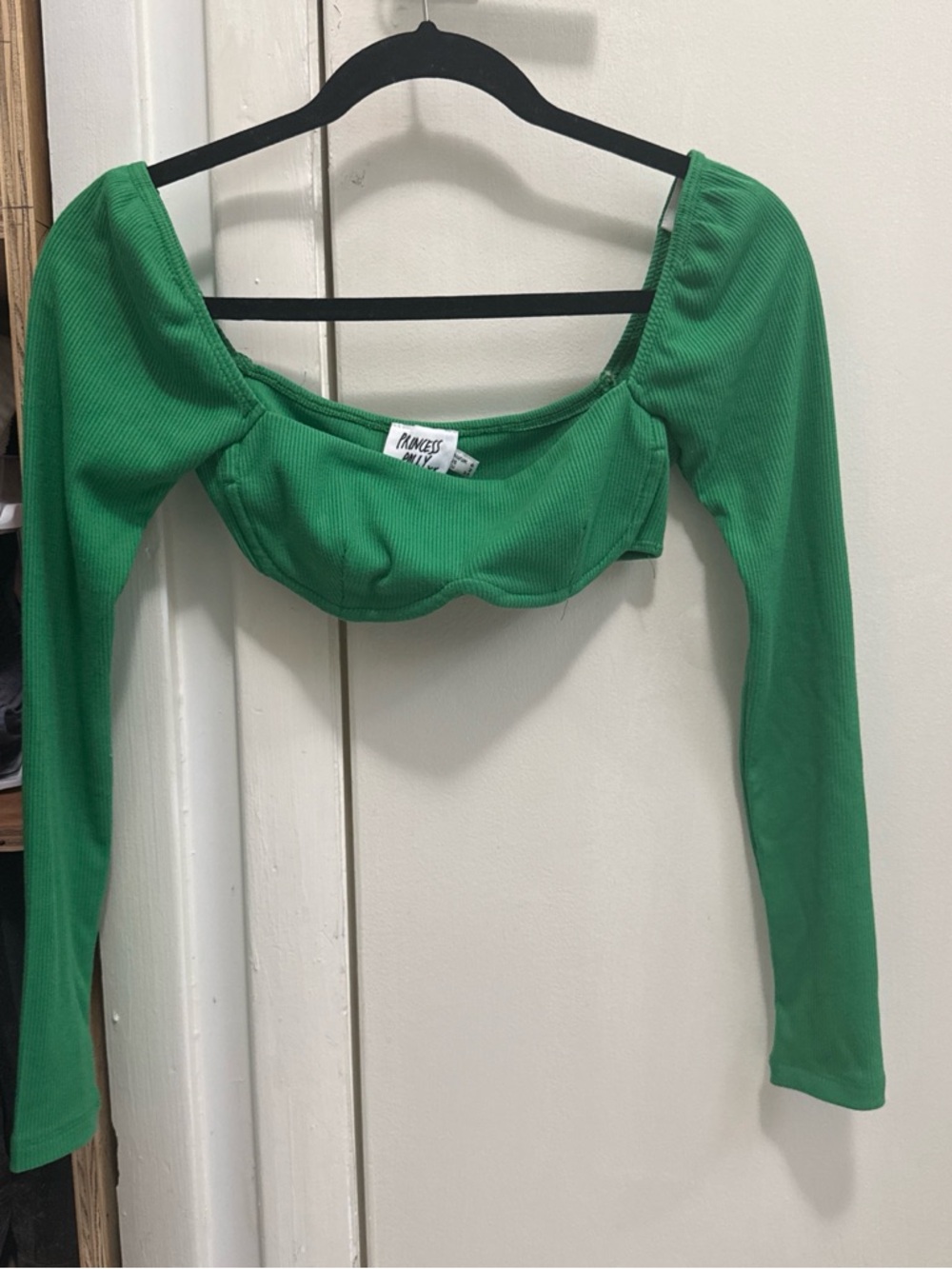 Princess Polly Emerald Green Long Sleeve Crop Top